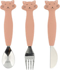 Trixie baby bestek - mrs. cat - eetset met lepel, vork en mes - babybestek van siliconen - geschikt voor de vaatwasser