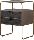 Woood polite nachtkastje - metaal hout - antique brass - 62x45x38
