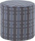Woood sarli poef hoog dessin - chenille - grijs blauw - 46x46x46