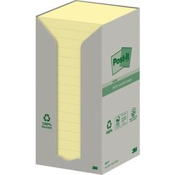 Post-it memoblok 654 76x76mm recycled pastel geel 16 stuks