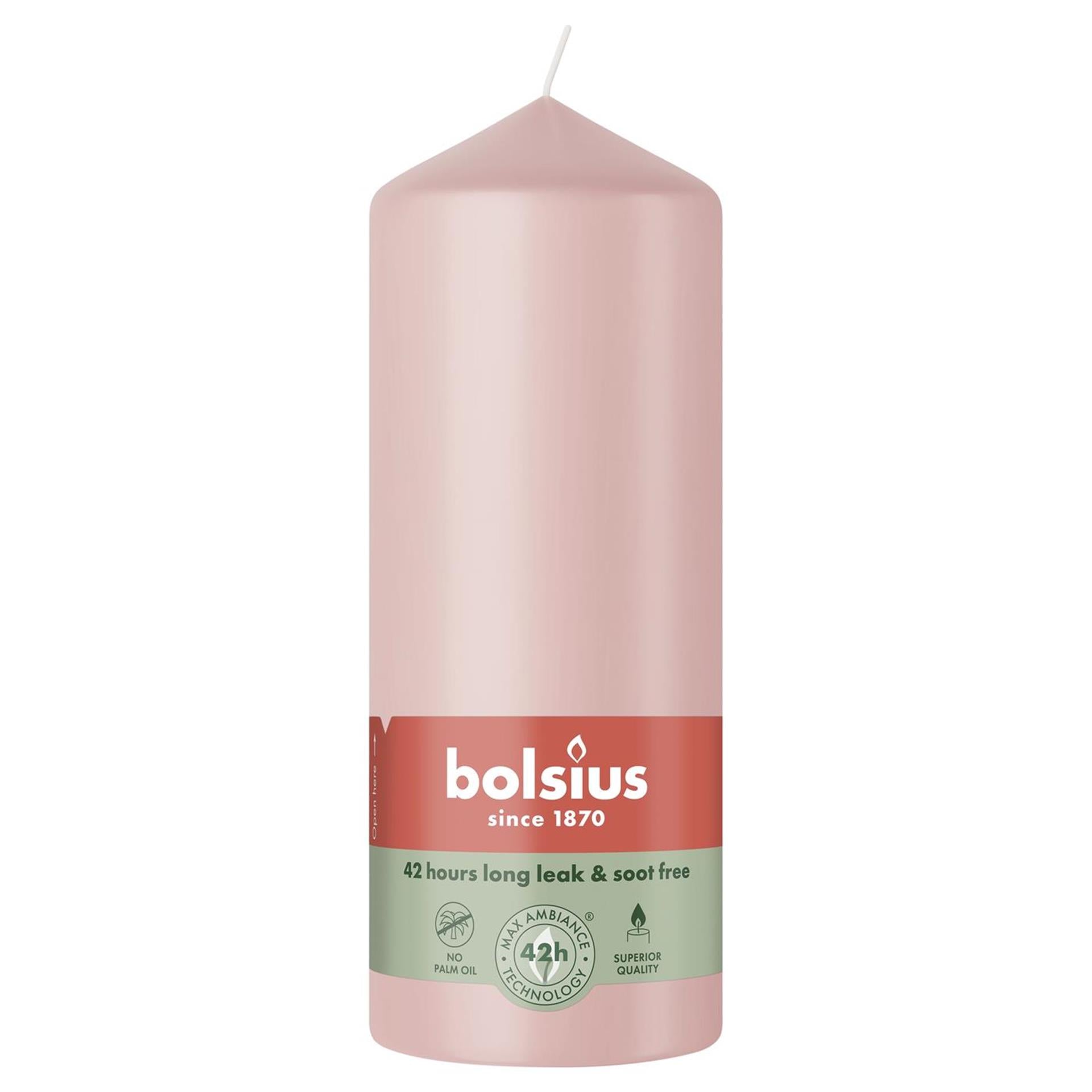 Bolsius stompkaars 150 58 nevelig roze