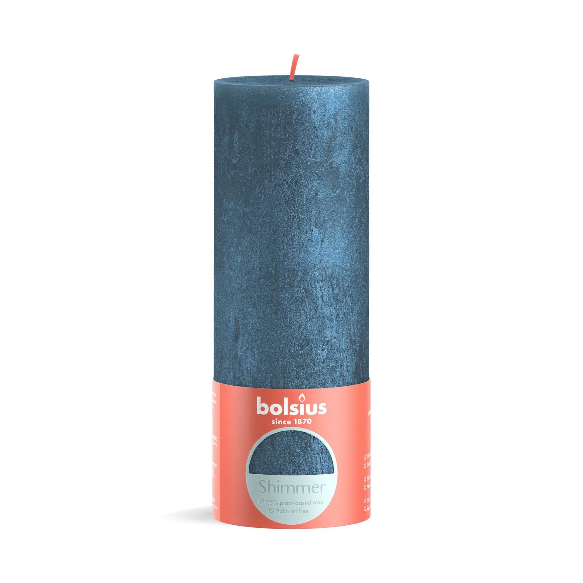 Bolsius stompkaars 190 68 shimmer blue