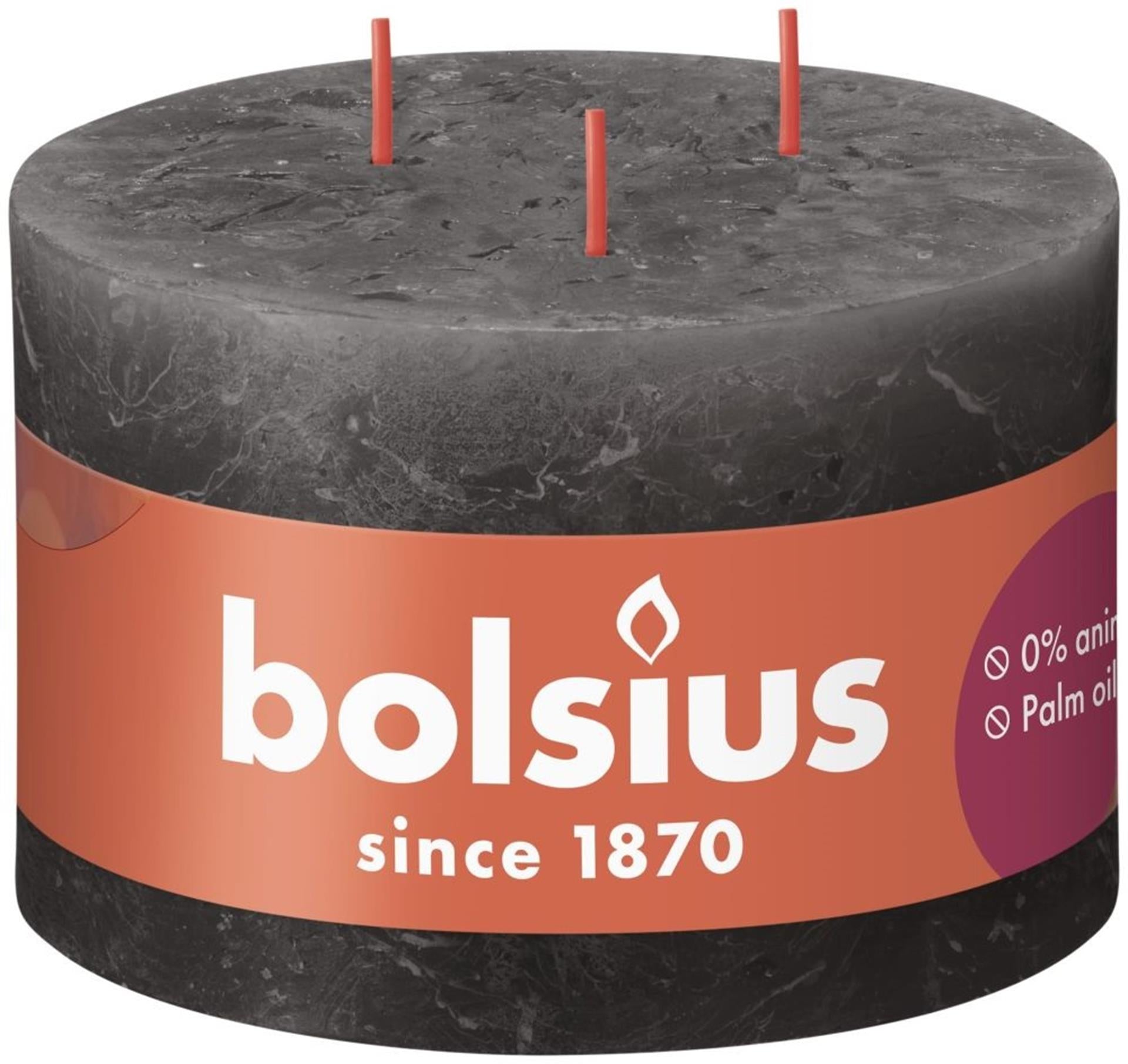 Bolsius rustiek stompkaars 90 140 grijs