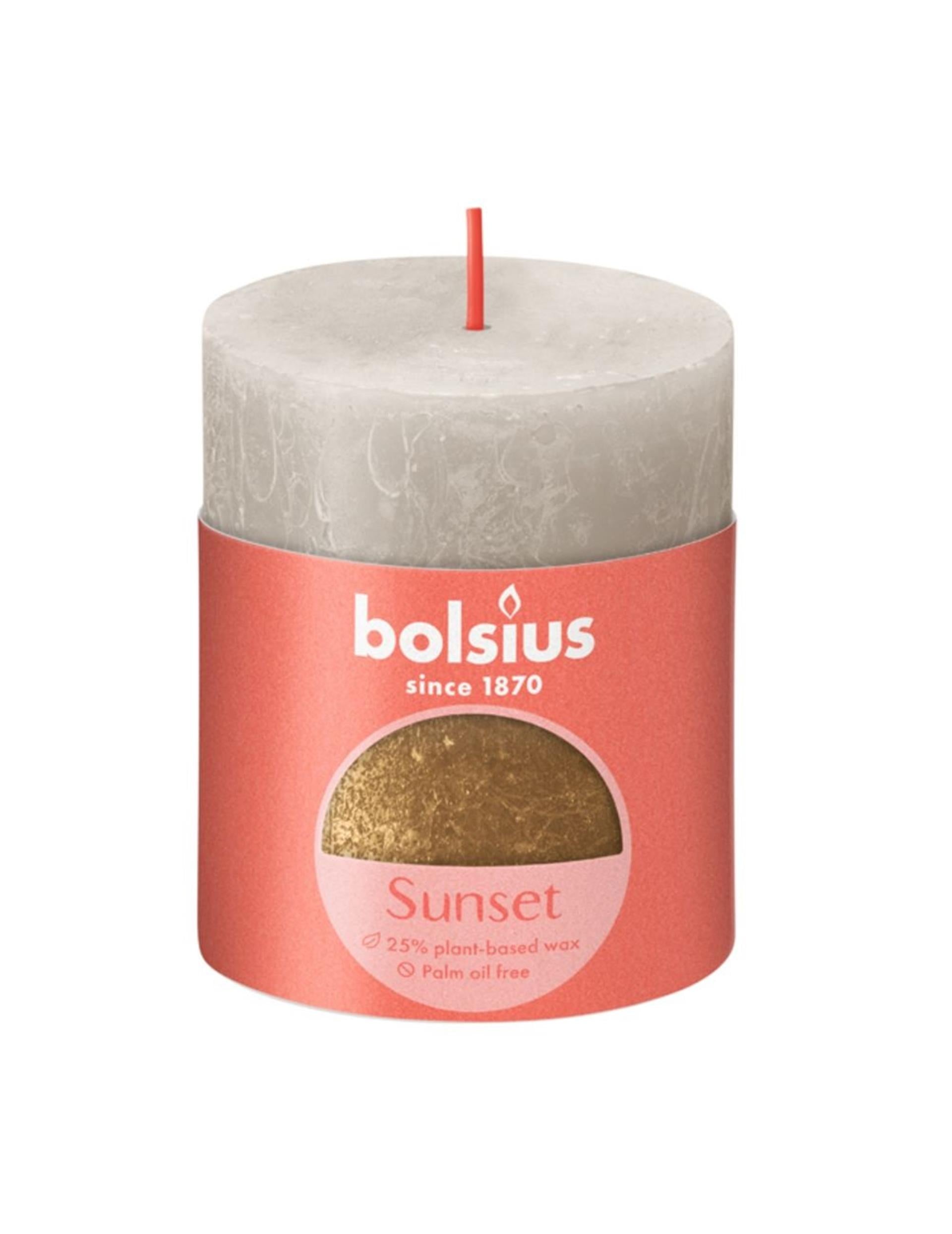 Bolsius rustiek kaars 80 68 grijs goud