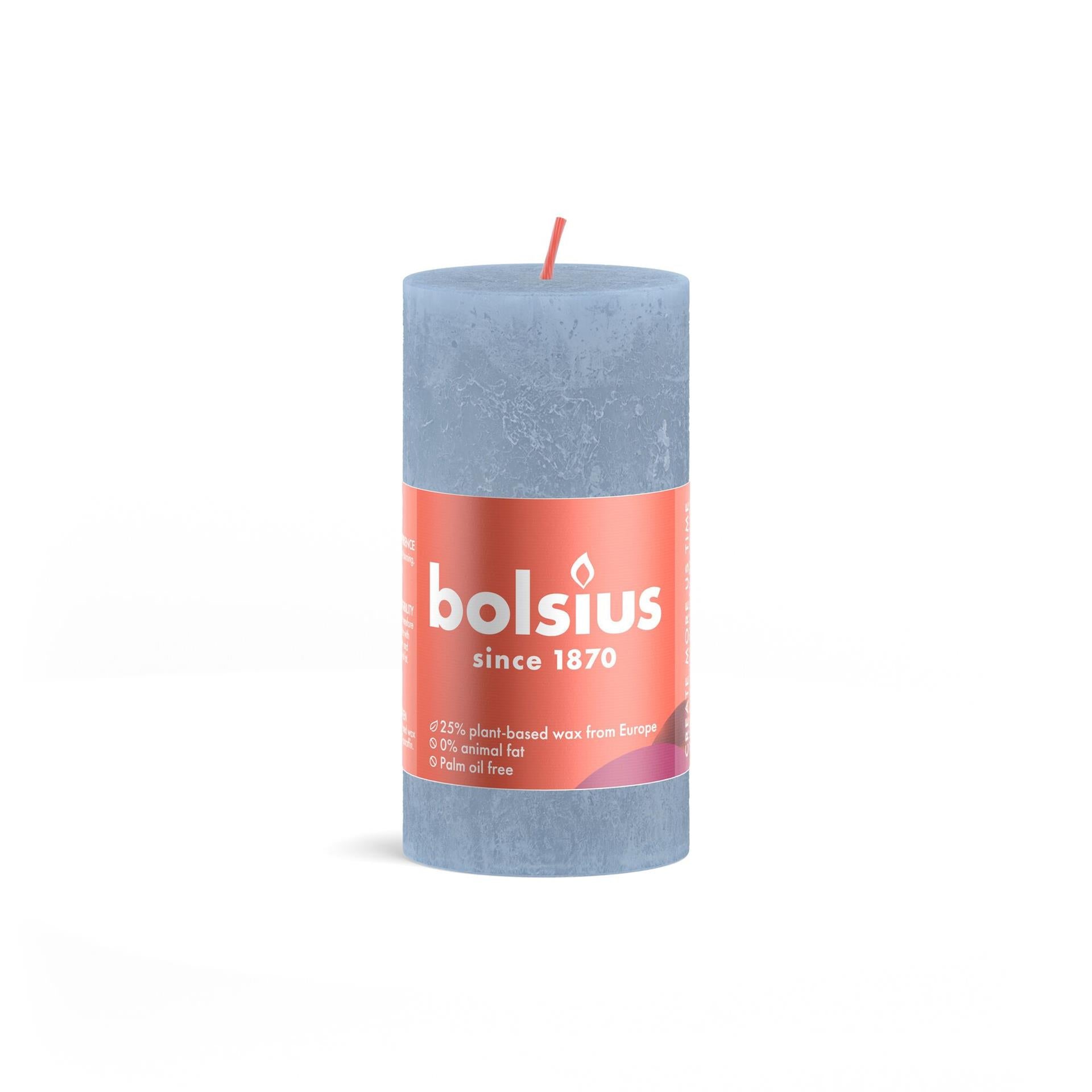 Bolsius rustiekkaars100 50mm lucht blauw