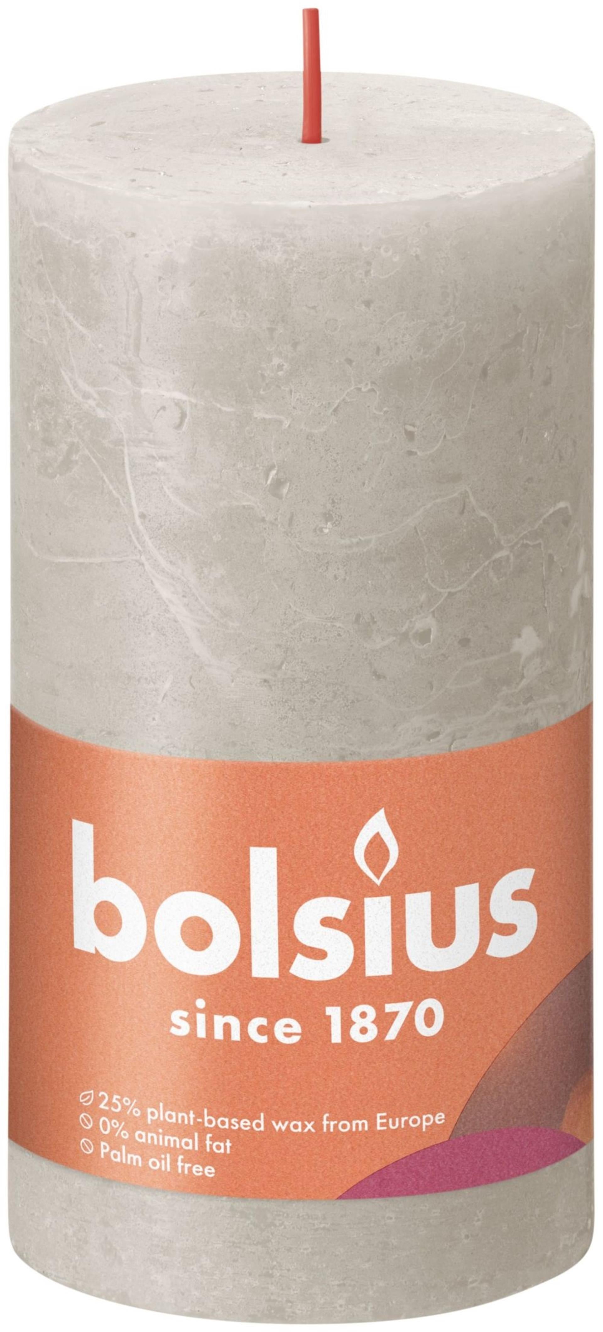Bolsius rustiek stompkaars 130 68 grijs