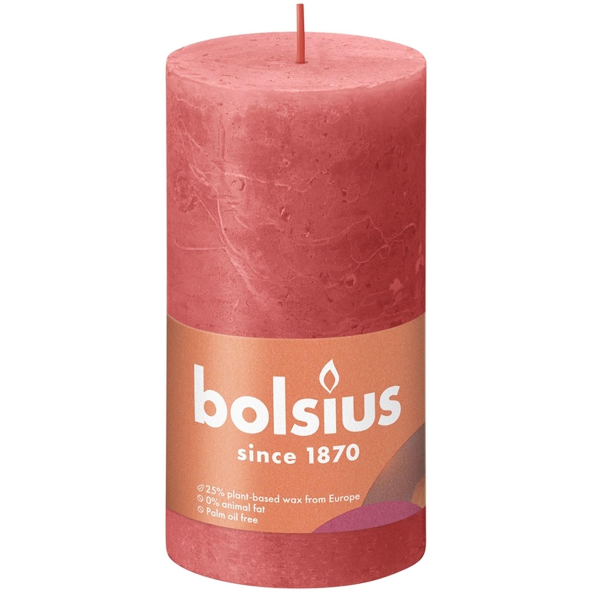 Bolsius rustiek stompkaars 130 68 pink