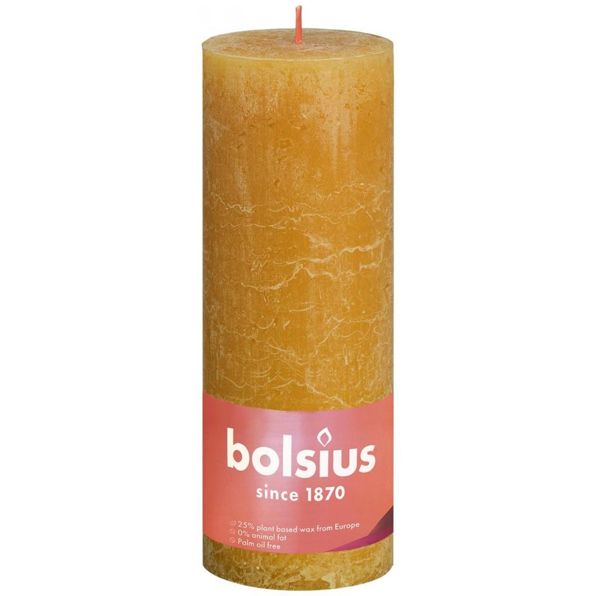 Bolsius rustiek stompkaars 190 68 oker