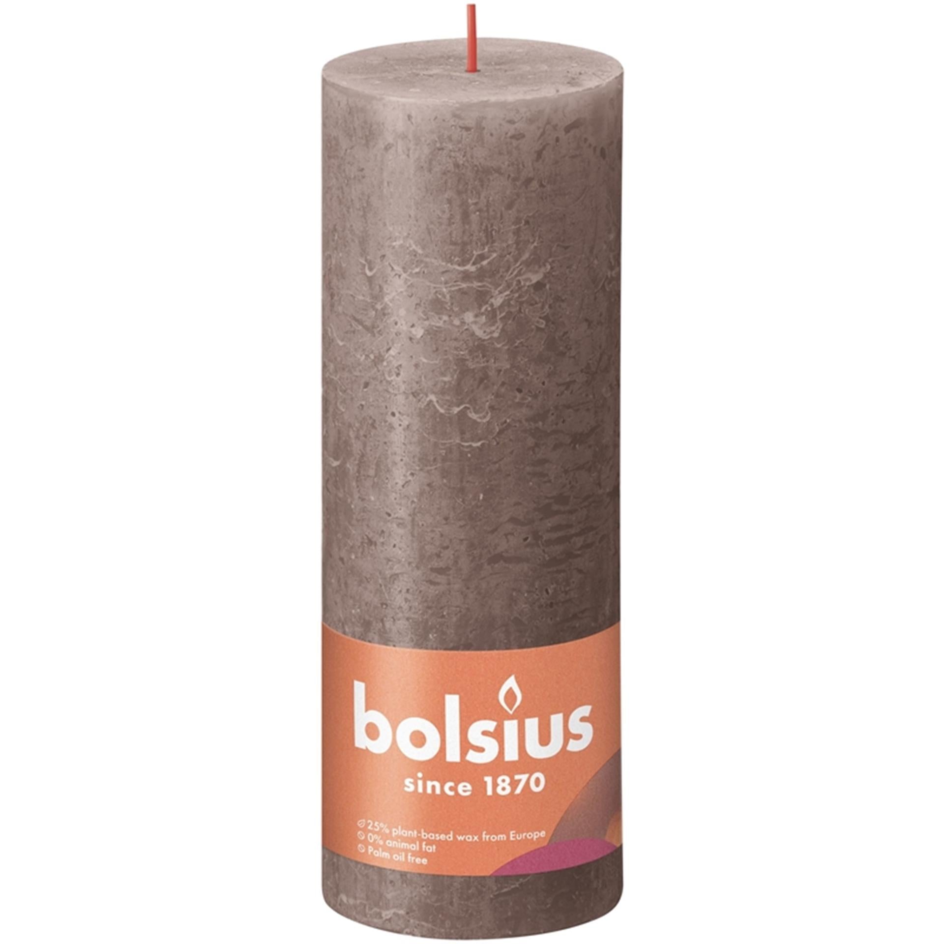 Bolsius rustiek stompkaars 190 68 taupe