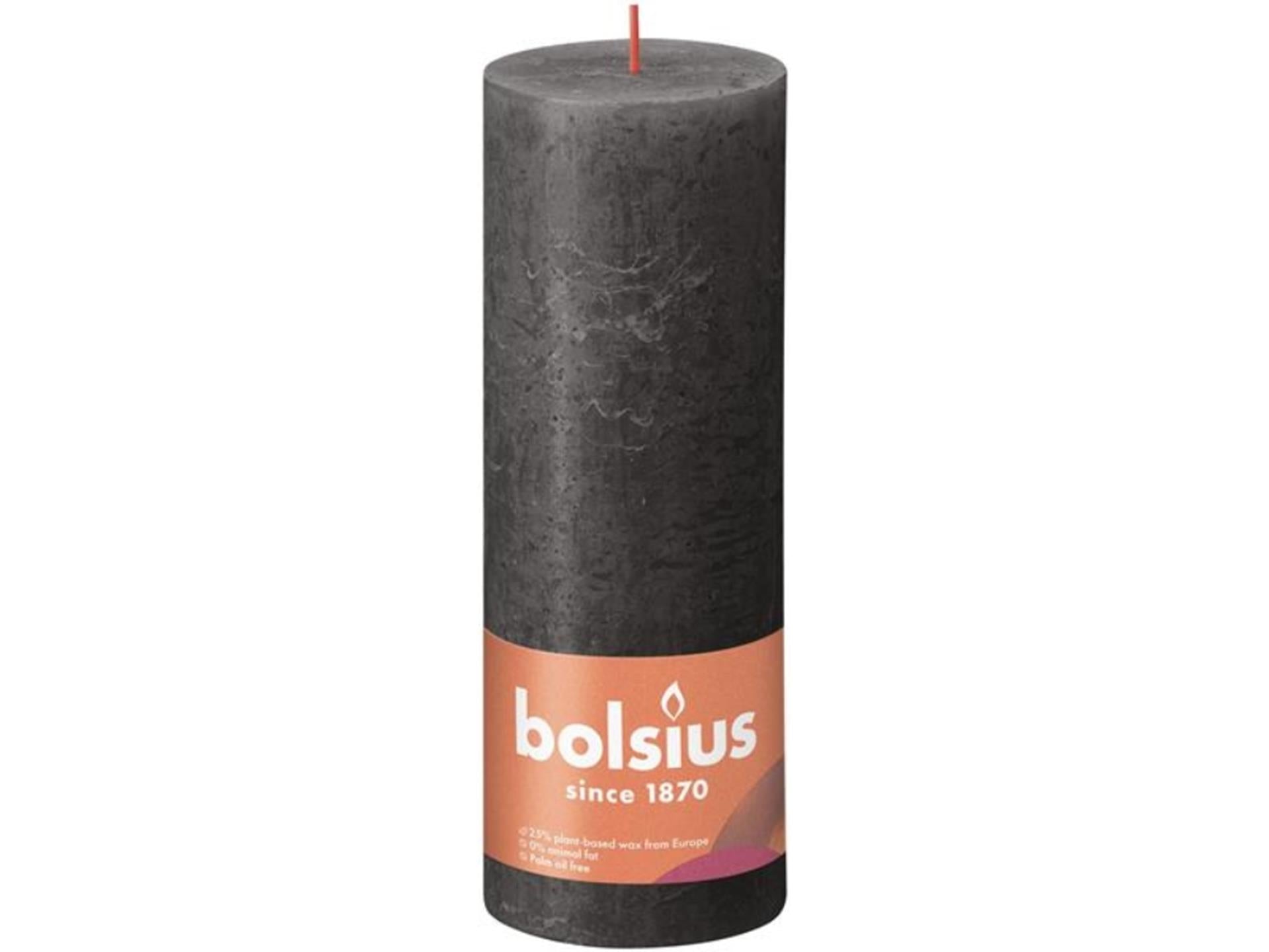Bolsius rustiek stompkaars 190 68 grijs