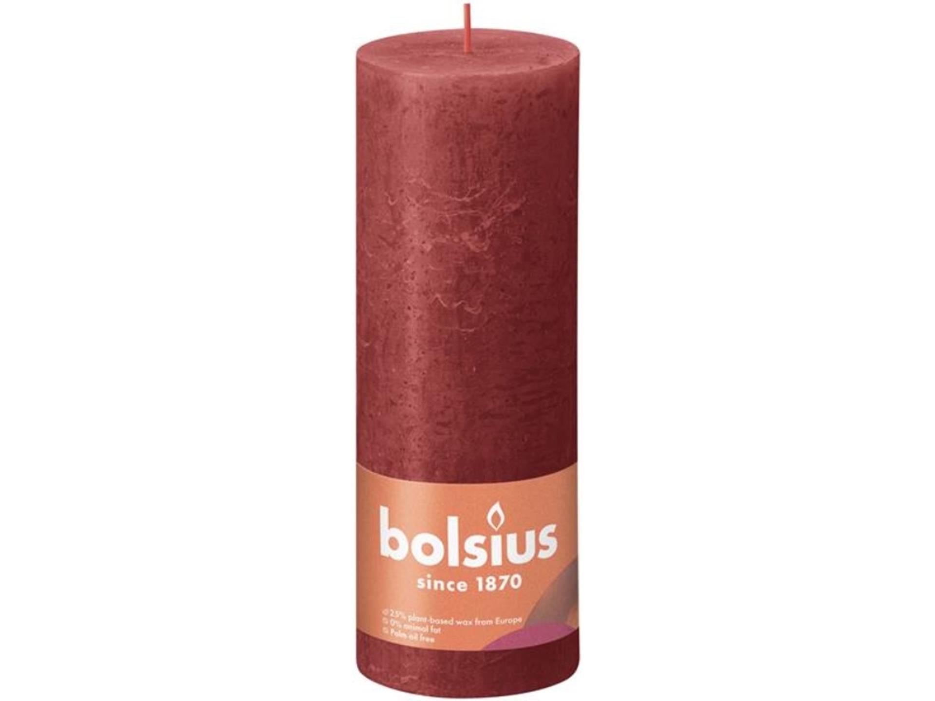 Bolsius rustiek stompkaars 190 68 rood