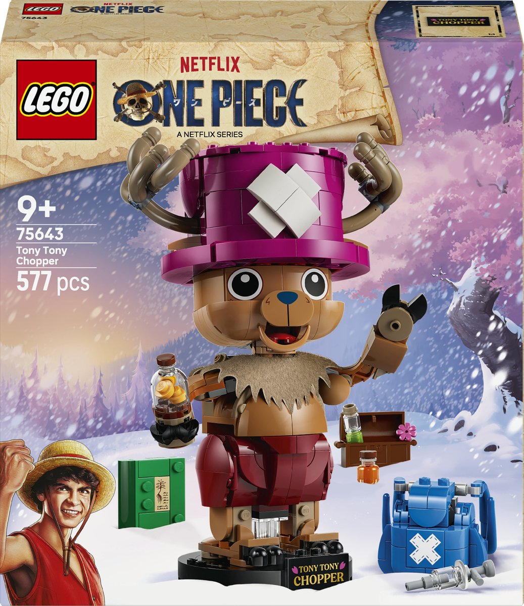 Lego one piece tony tony chopper one piece merch, piraten speelgoed voor kinderen 75643