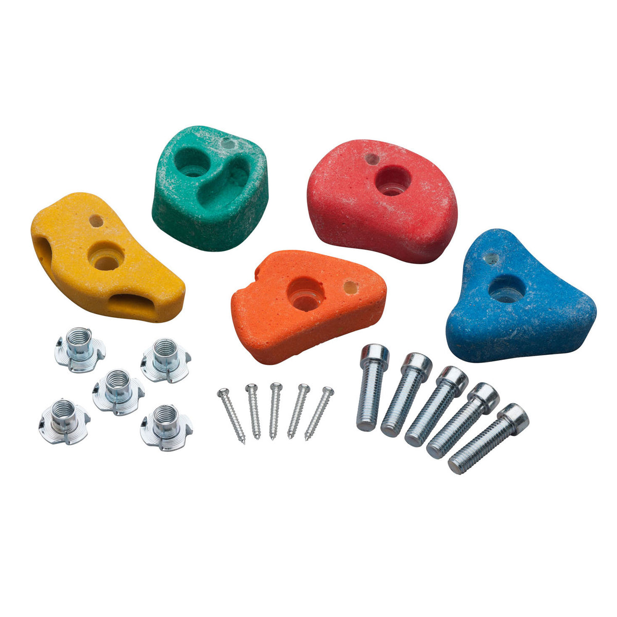 SwingKing Kletterstein-Set klein mit 2 Löchern, 5 Stück.