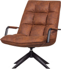 Woood jouke draaifauteuil - kunstleer - cognac - 96x70x85