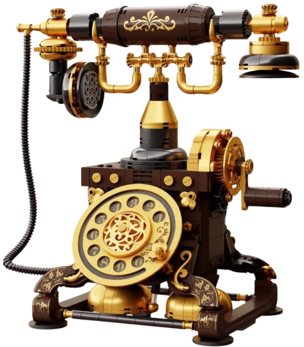 Pantasy - retro telefoon bouwpakket voor volwassenen kinderen | vintage phone technic constructie educatief speelgoed | creator icons mega modelbouw | expert ideas bouwpakketten | compatibel met lego mould king sluban | 766 bloks | vaderdag cadeau