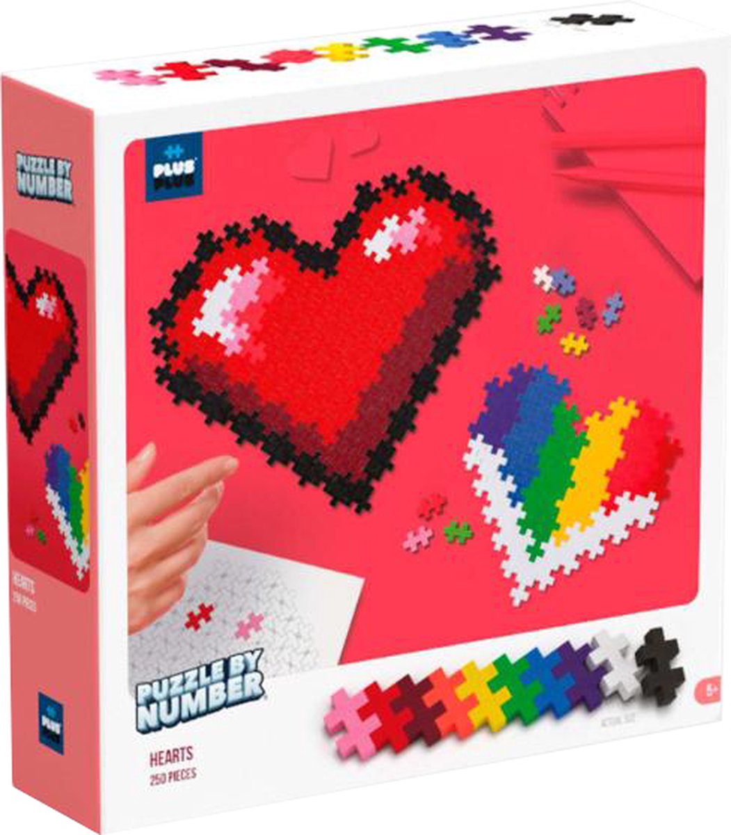 Plus-plus puzzle by number hart 250 stukjes - 3911 - puzzel en bouwspeelgoed in één - vanaf 5 jaar