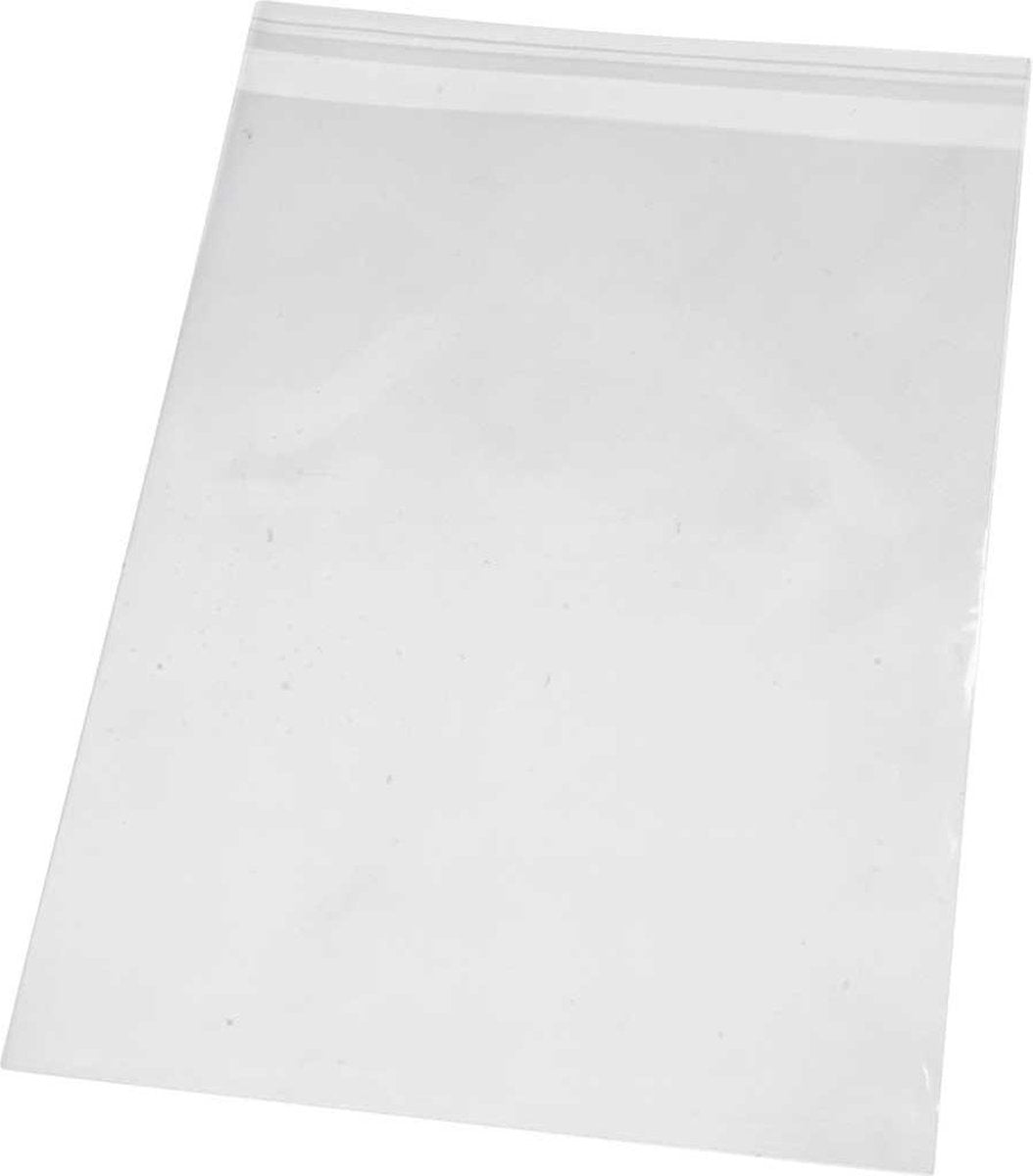 Creativ company cellofaan zakjes - opbergzakjes - cadeauzakjes - zelfklevende sluitstrip - transparant - rechthoek - 25,3x18cm - 25 micron - 20 stuks
