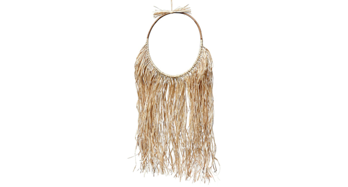 Raffia rattan wall decor 35x100cm