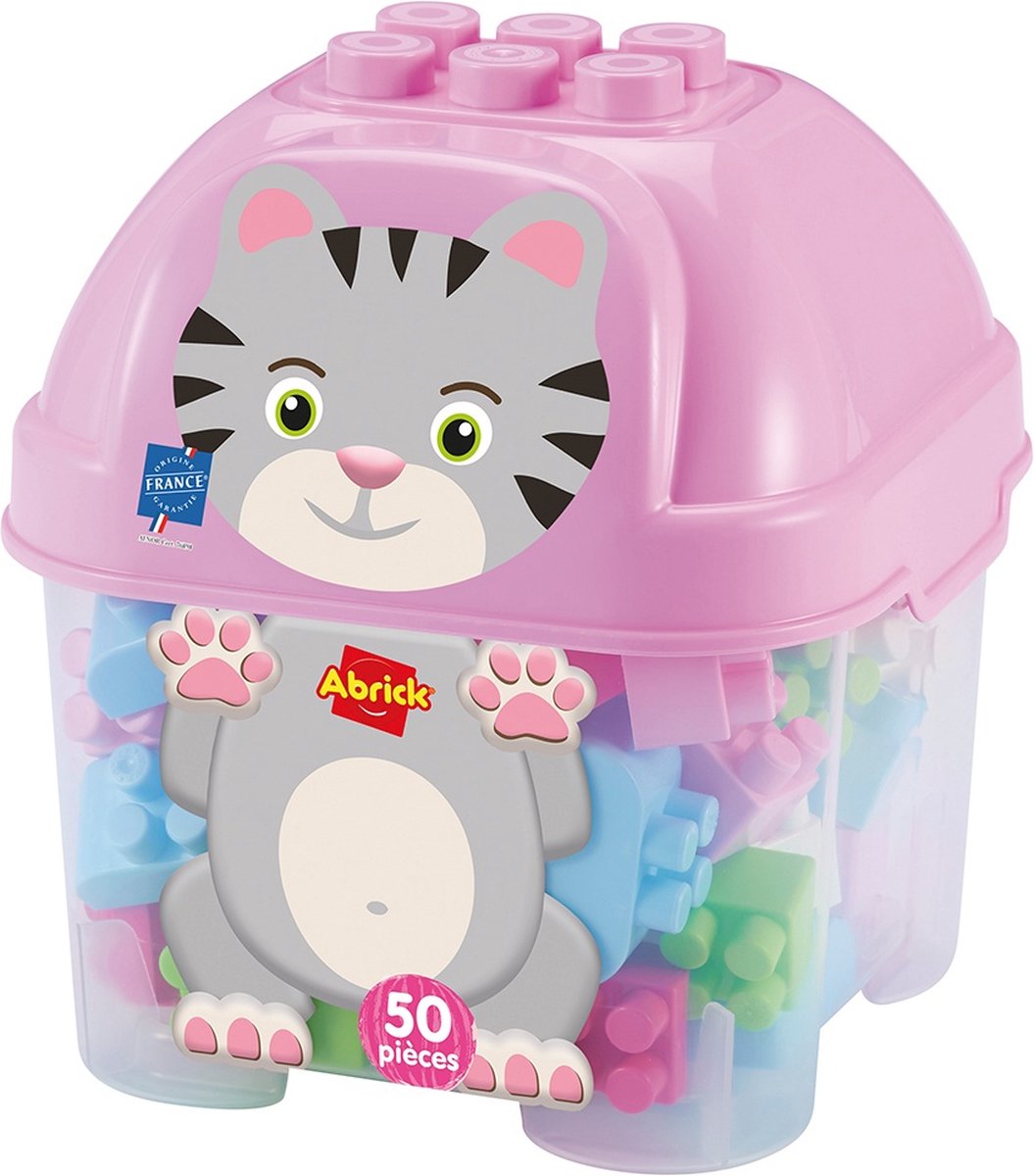 Abrick Bausteine ​​Katze in Aufbewahrungsbox - 50 Stück.
