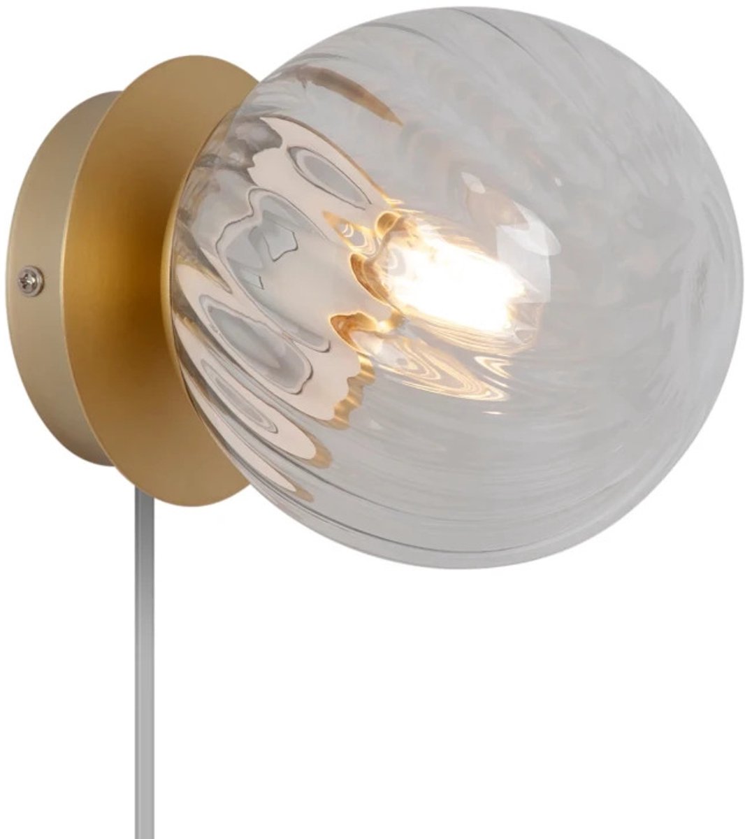 Nordlux chisell-wandlamp-e14-helder gewerveld glas messing