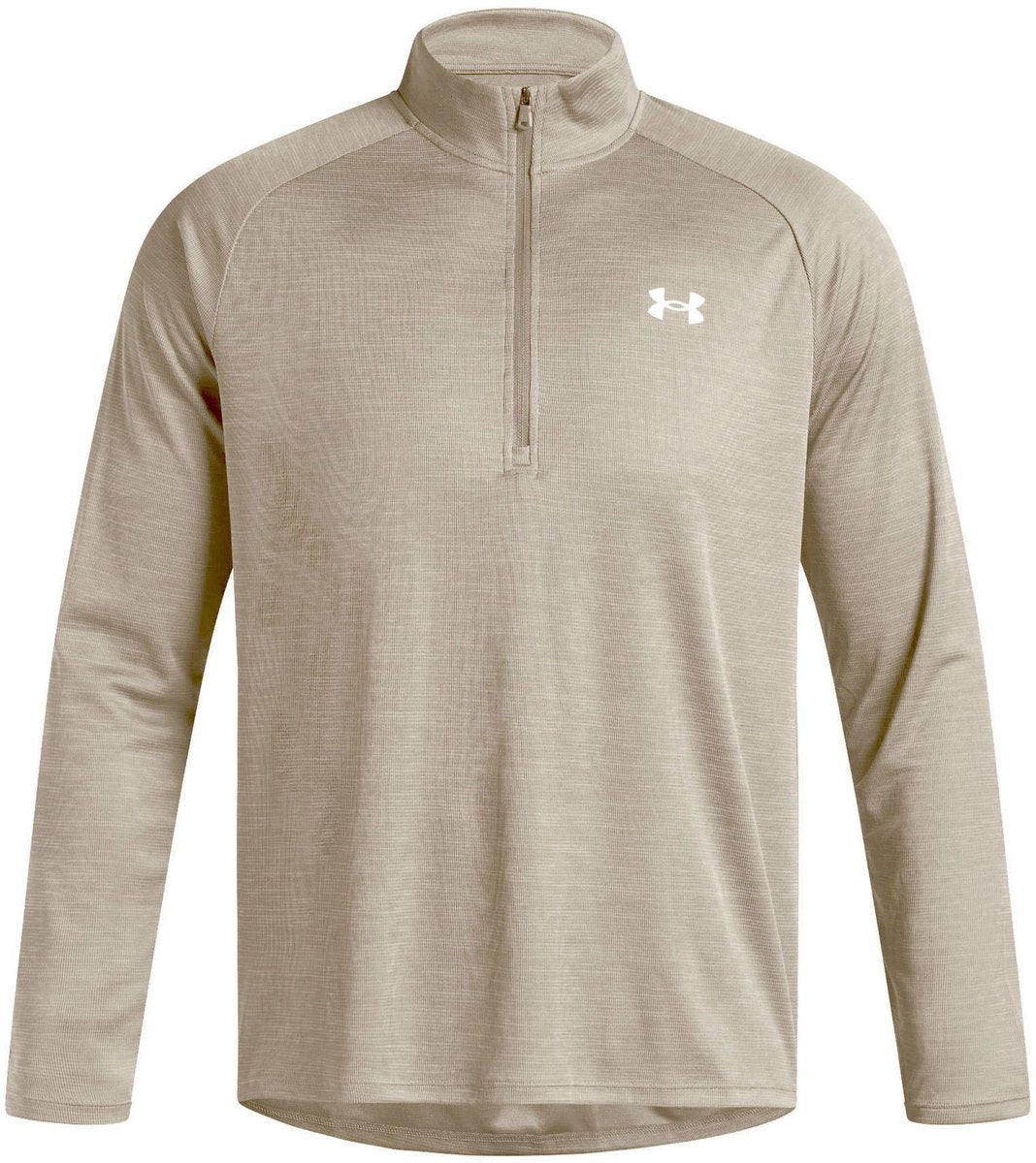 Under armour ua tech textured 1 2 zip-brn heren sportshirt - city khaki - wit xxl