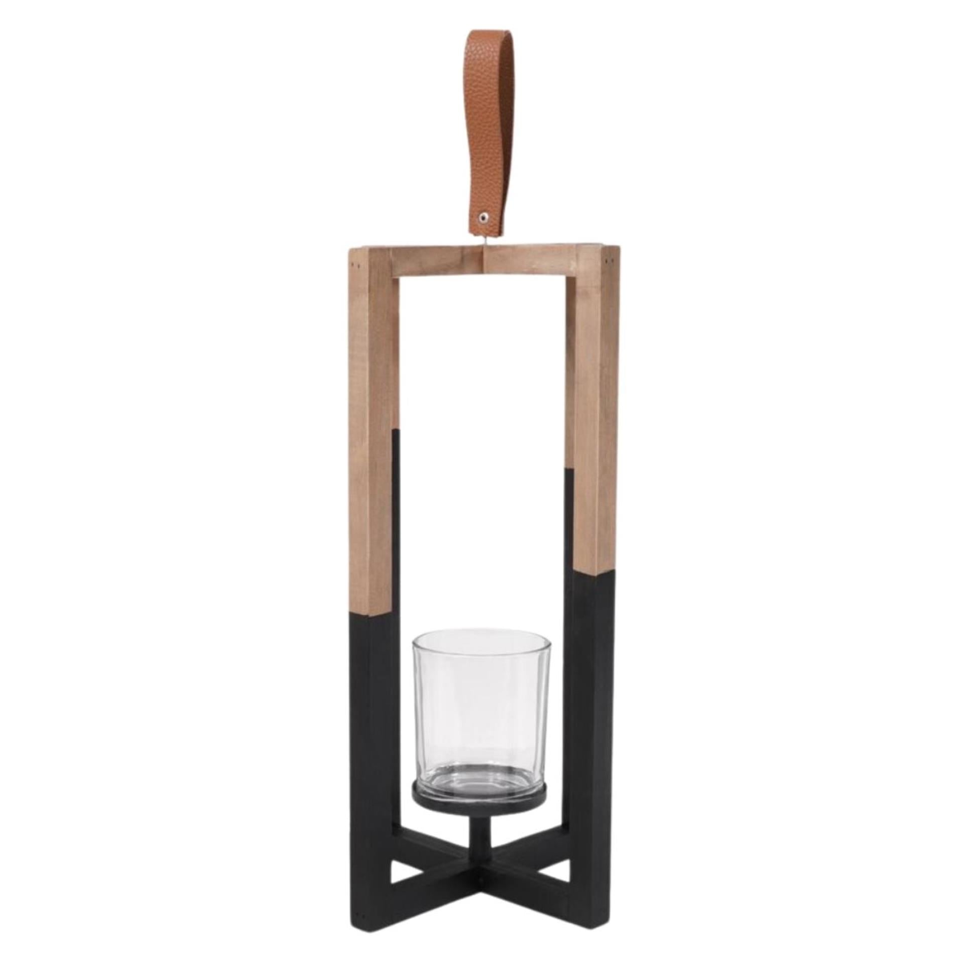 Senza kandelaar hout zwart naturel 40cm
