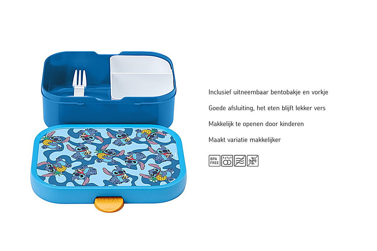 Mepal lunchbox campus - 750 ml - broodtrommel met vakjes voor kinderen - geschikt voor 4 boterhammen - stitch