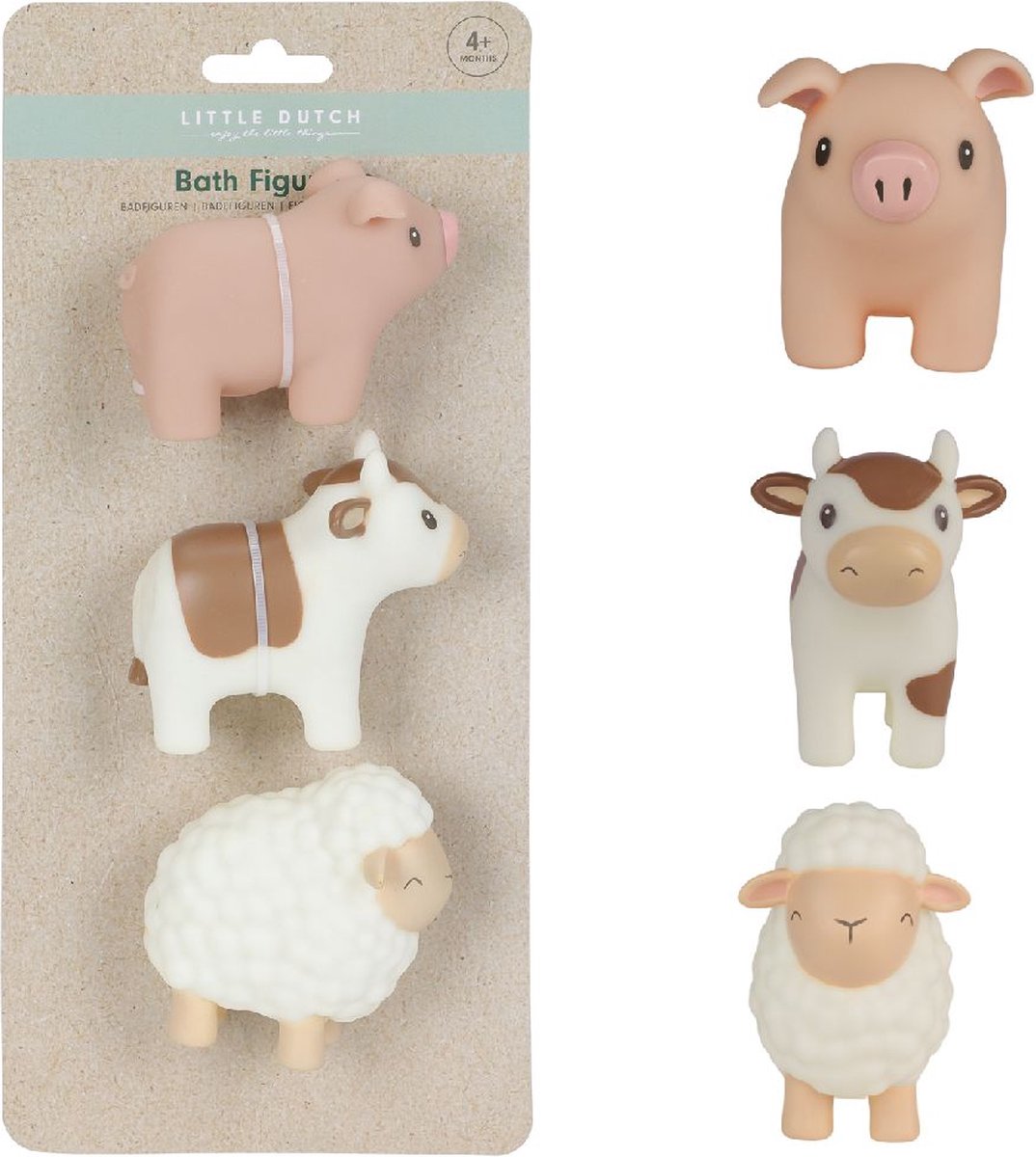 Kleine holländische Bauernhof-Spielfiguren, 3 Teile.