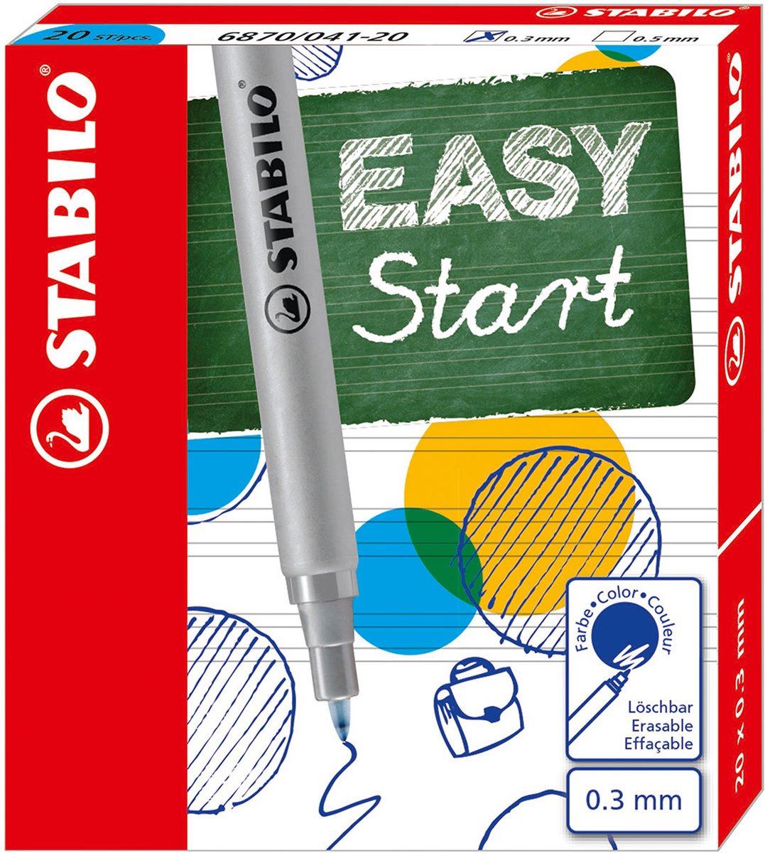 Stabilo easyoriginal - navulling fine - 20 stuks - blauw