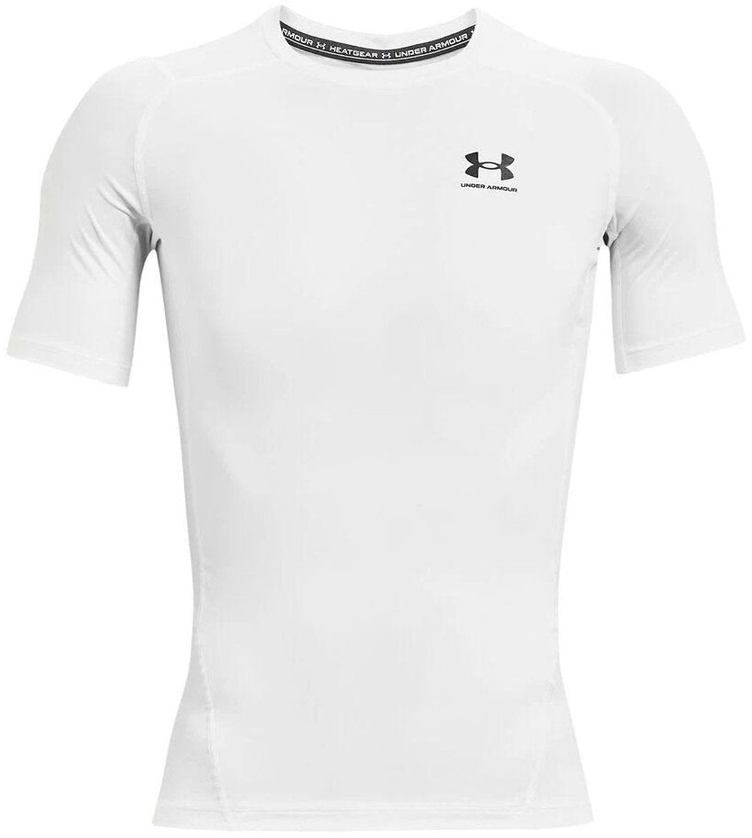 Under armour ua hg armour comp ss-wht heren sportshirt - wit - zwart l