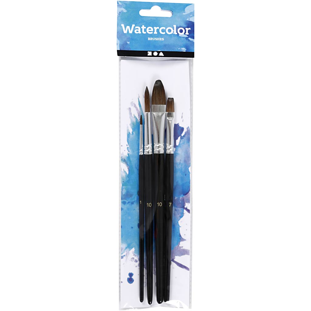 Creativ company aquarelpenselen, korte steel, 4 stuk, 1 doos