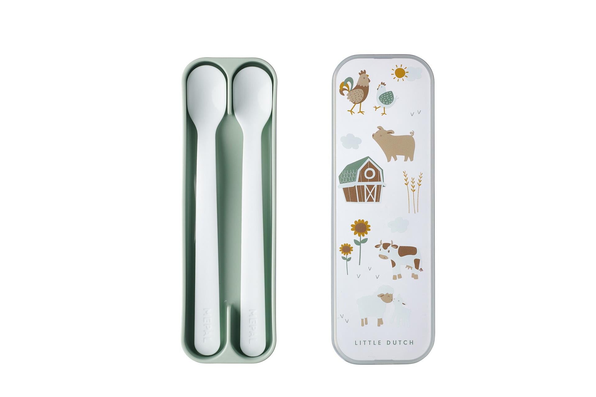 Mepal mio babylepel little dutch - set van 2 - lange steel - kinderservies - little farm
