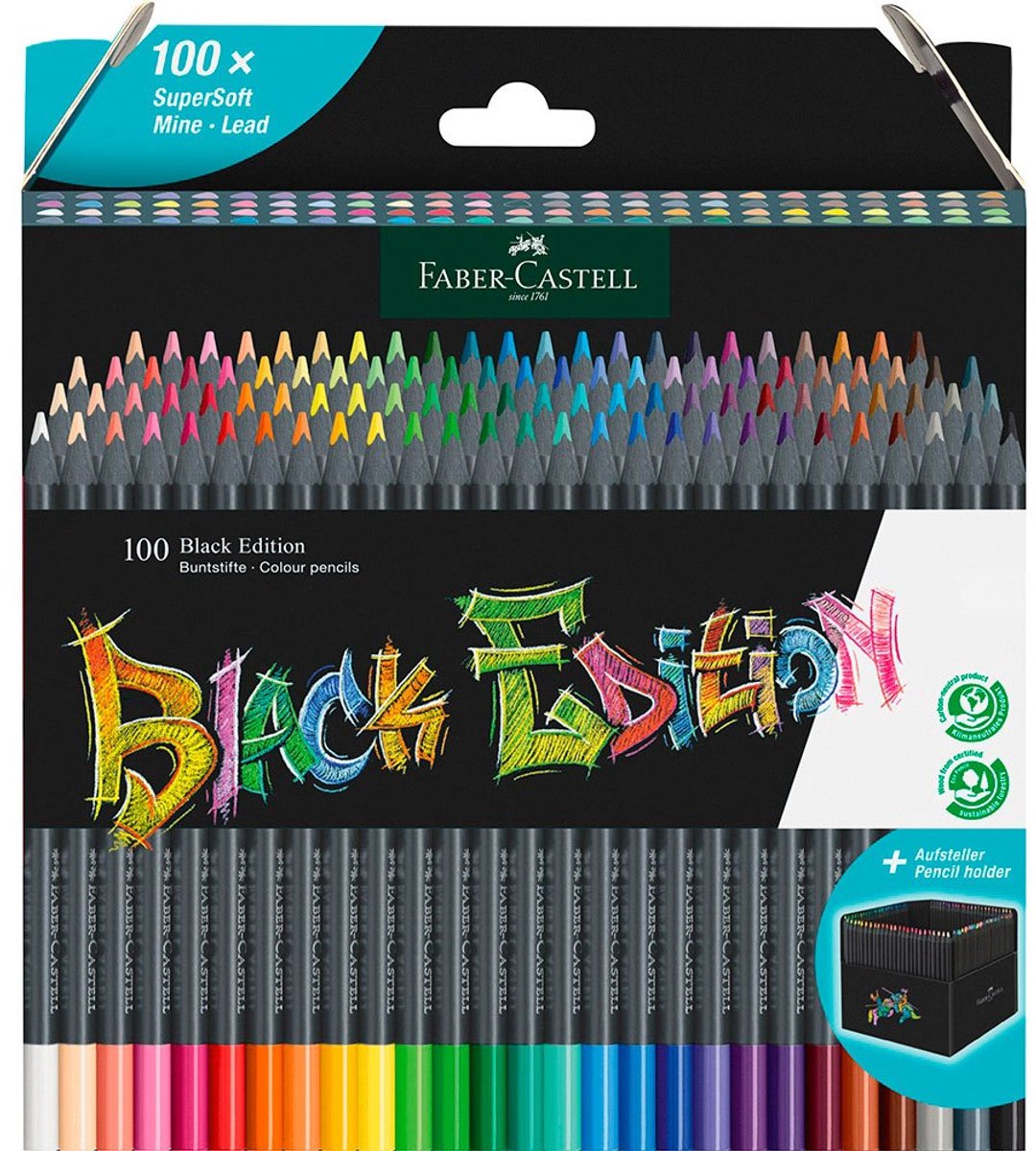 Faber-castell black edition kleurpotloden - 100 stuks - fc-116411