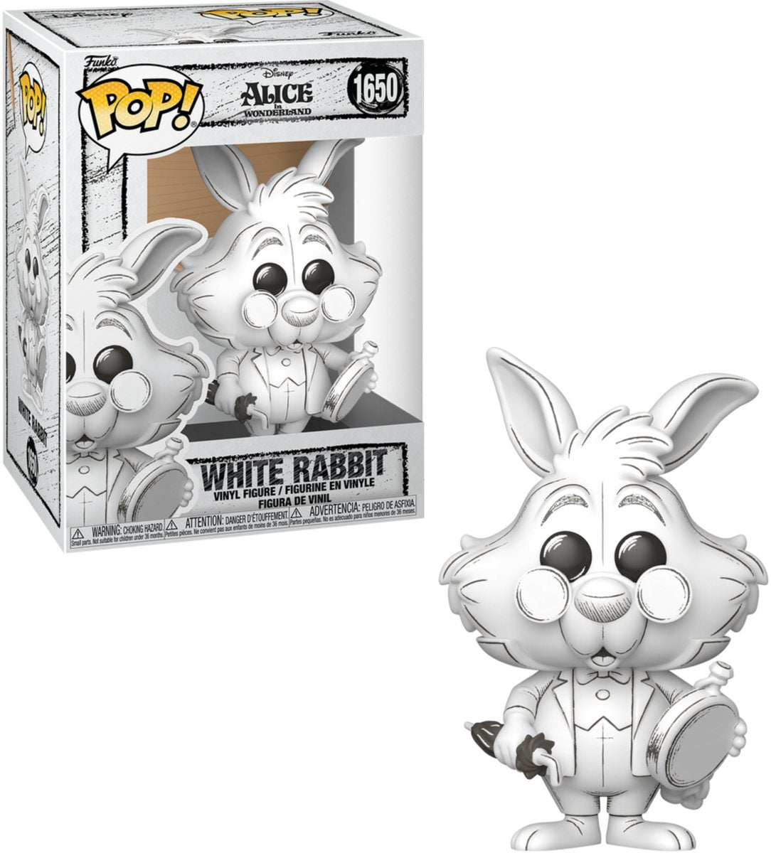Funko disney pop! vinyl figure sketched- white rabbit 9 cm pop! figuur