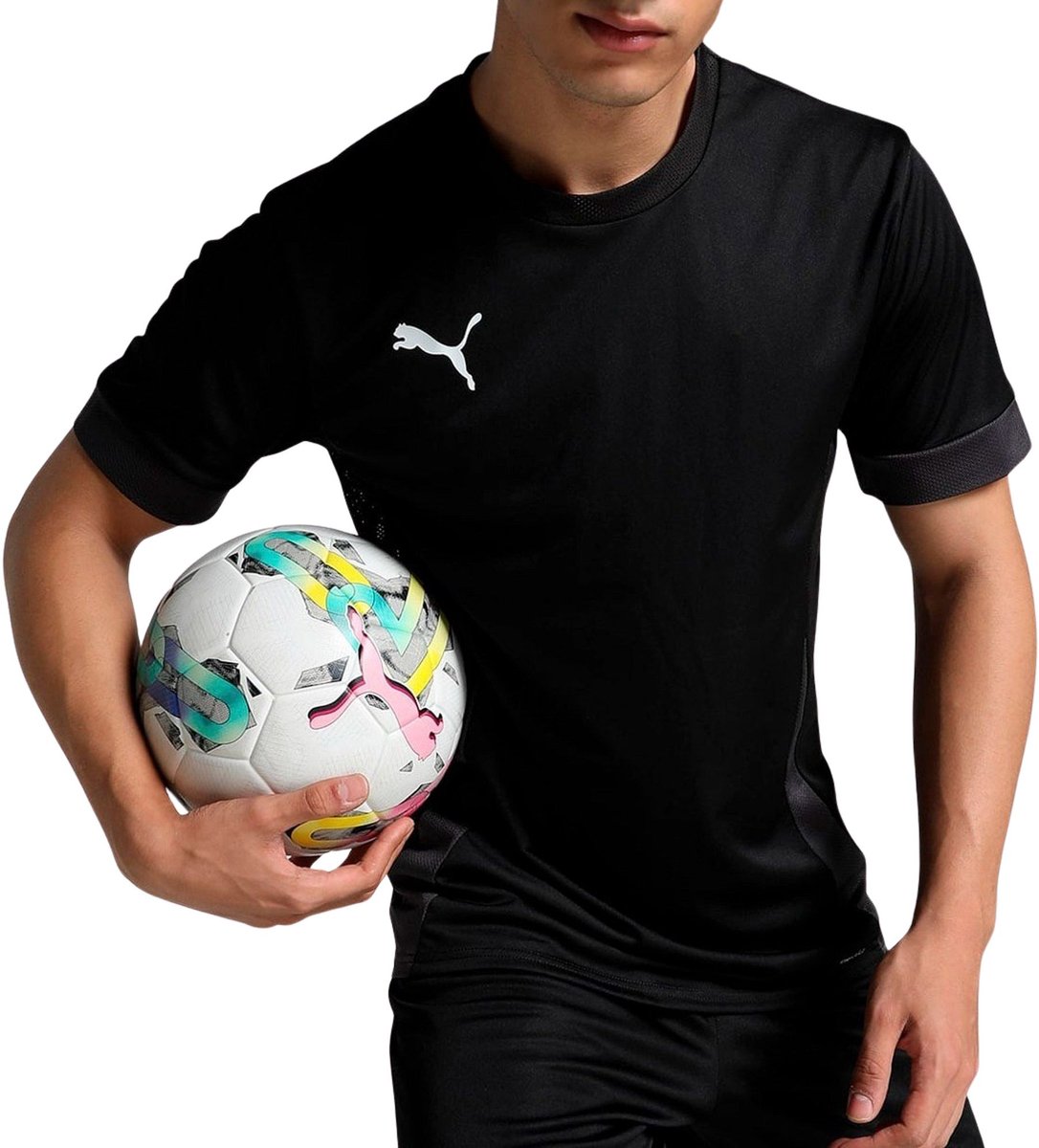 Puma teamgoal matchday jersey heren sportshirt - black- white-flat dark gray xxl