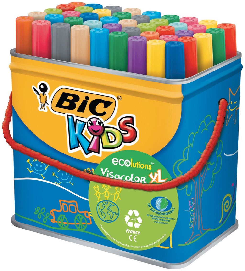 Bic kids viltstift visacolor xl ecolutions 48 stiften in een metalen doos