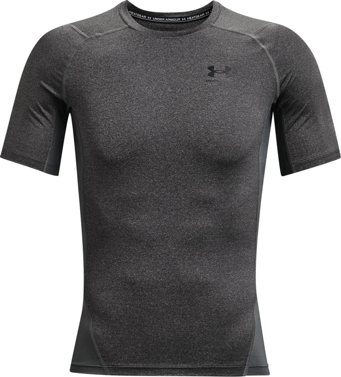 Under armour ua hg armour comp ss heren sportshirt - grijs - zwart m