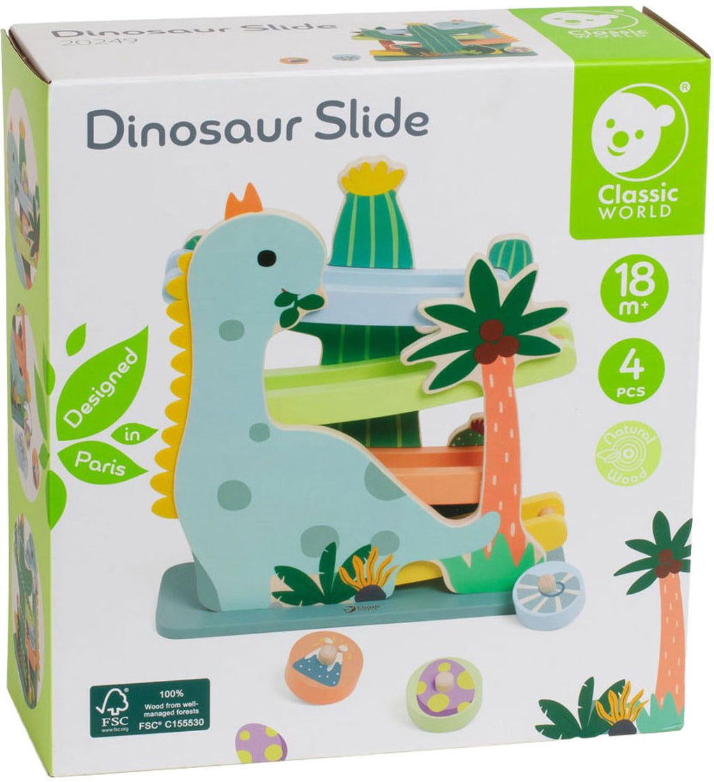 Classic World Holzkugelbahn Dinosaurier, 4-teilig.