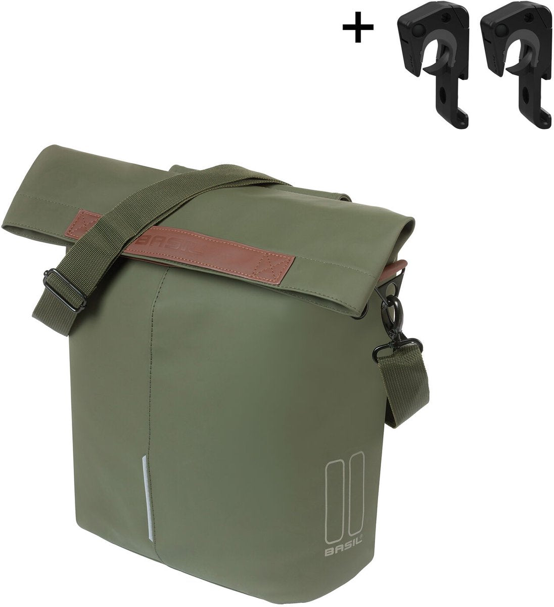 Basilikum City Shopper Tasche aus veganem Leder | Moosgrün