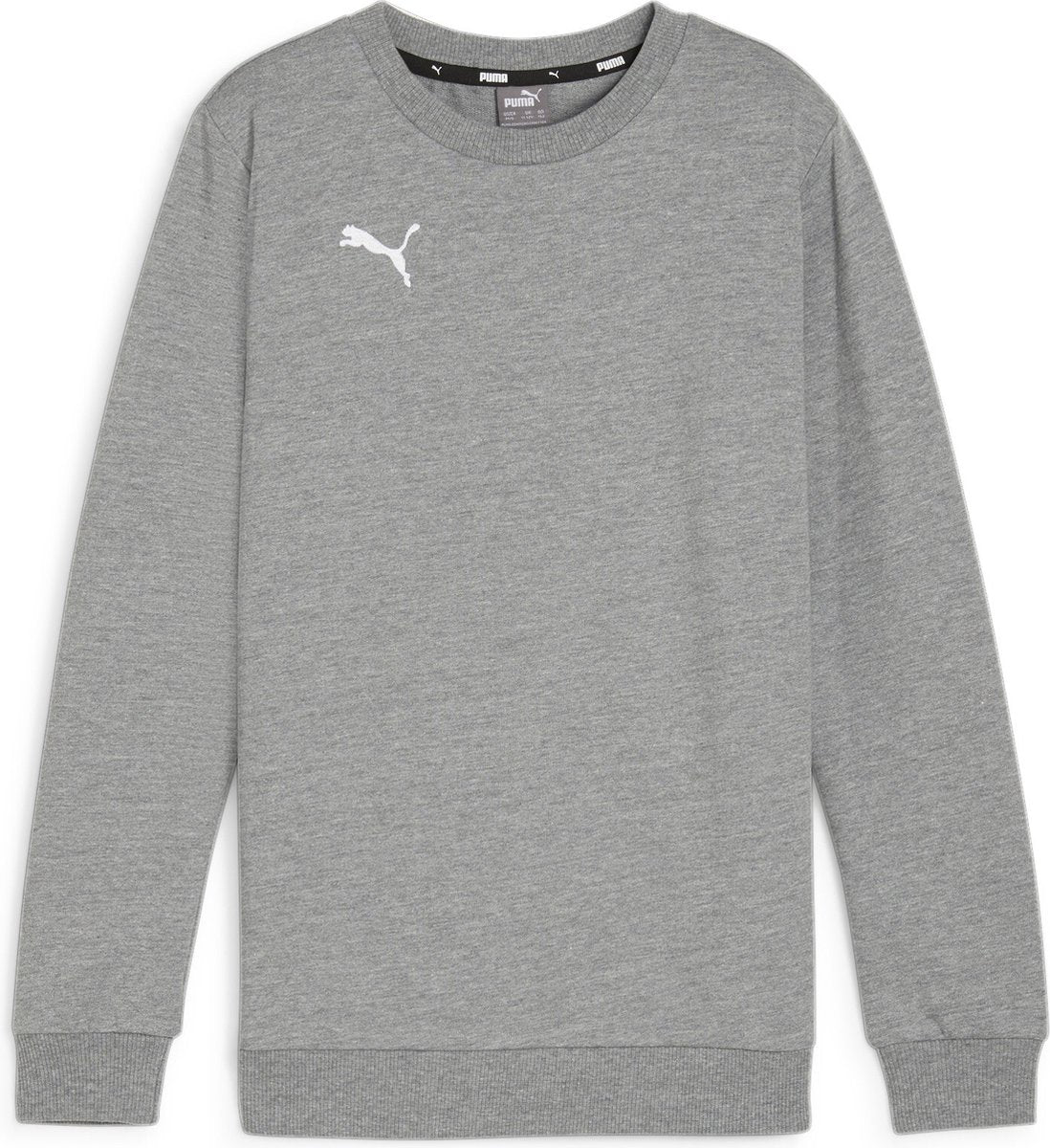 Puma teamgoal casuals crew neck sweat jr jongens sporttrui - medium gray heather- white 152