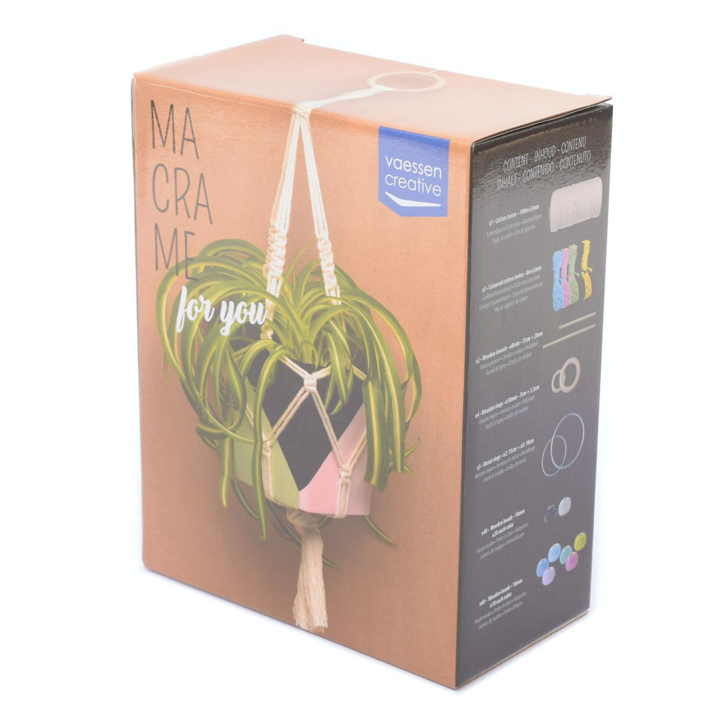 Vaessen creative - macramé pakket - diy weefset - inclusief macramé touw, kralen ringen