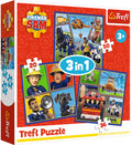 Trefl puzzel - fireman sam 3-in-1 legpuzzel voor kinderen karton.