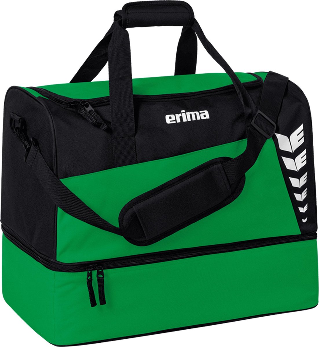 Erima six wings (medium) sporttas met bodemvak - zwart smaragd | maat: m
