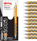 Rotring tikky vulpotlood | hb 0,7 mm | marigold-huls (oranje) | lichtgewicht met rubberen grip | 12 stuks