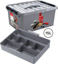 Sunware q-line schoenpoetsdoos met inzet 15l - 40x30x18 cm - metaal zwart