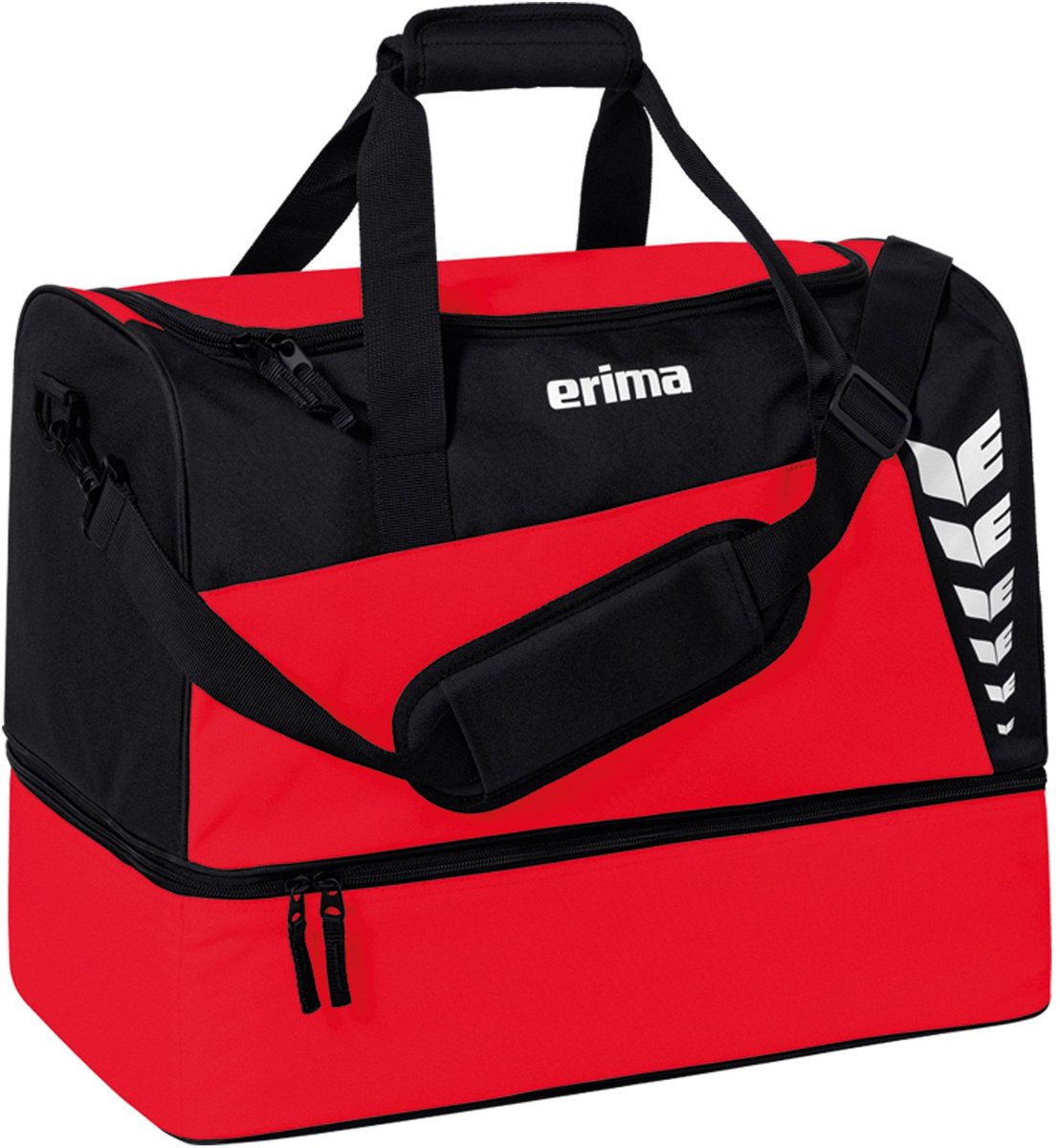 Erima six wings (large) sporttas met bodemvak - zwart rood | maat: l