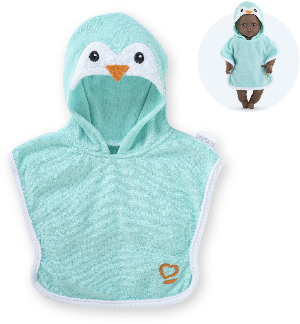 Corolle badcape voor babypop - pinguin, 30cm