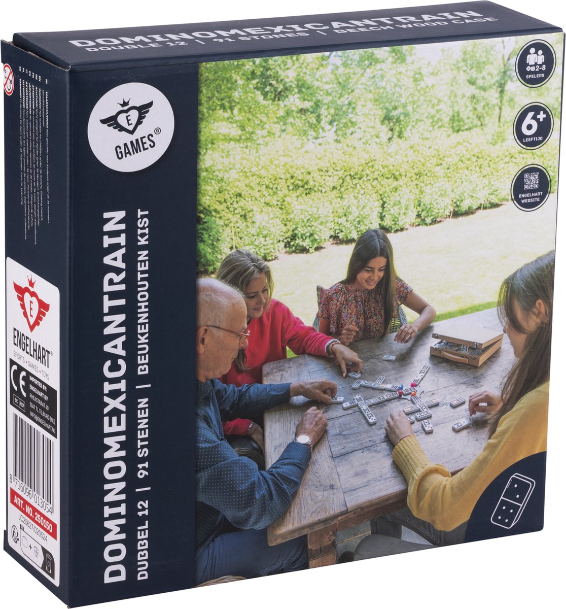 Engelhart domino mexican train in houten koffer