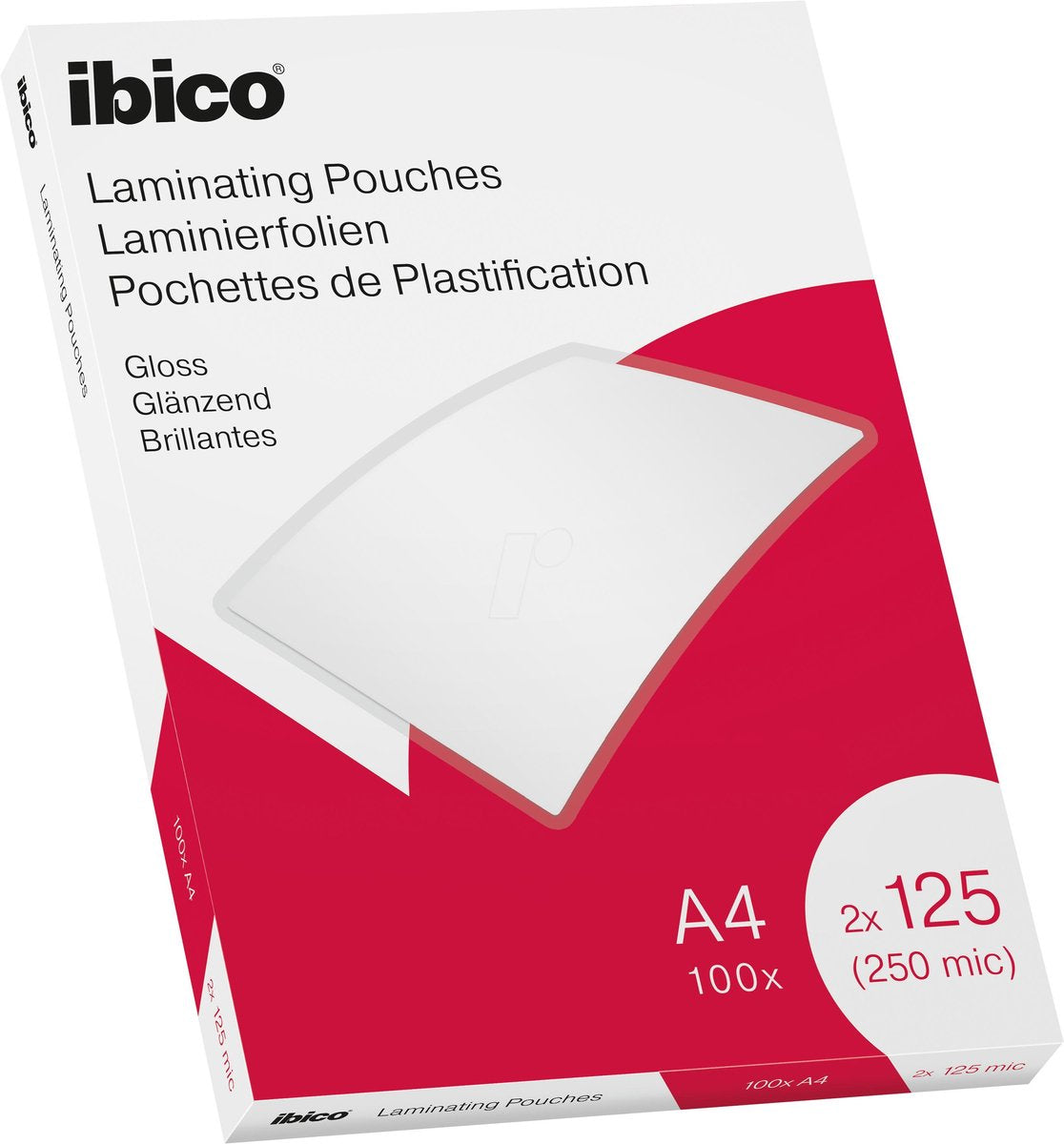 Ibico lamineerhoezen - voor a4 documenten - 2 x 125 micron - 100 stuks - glanzend