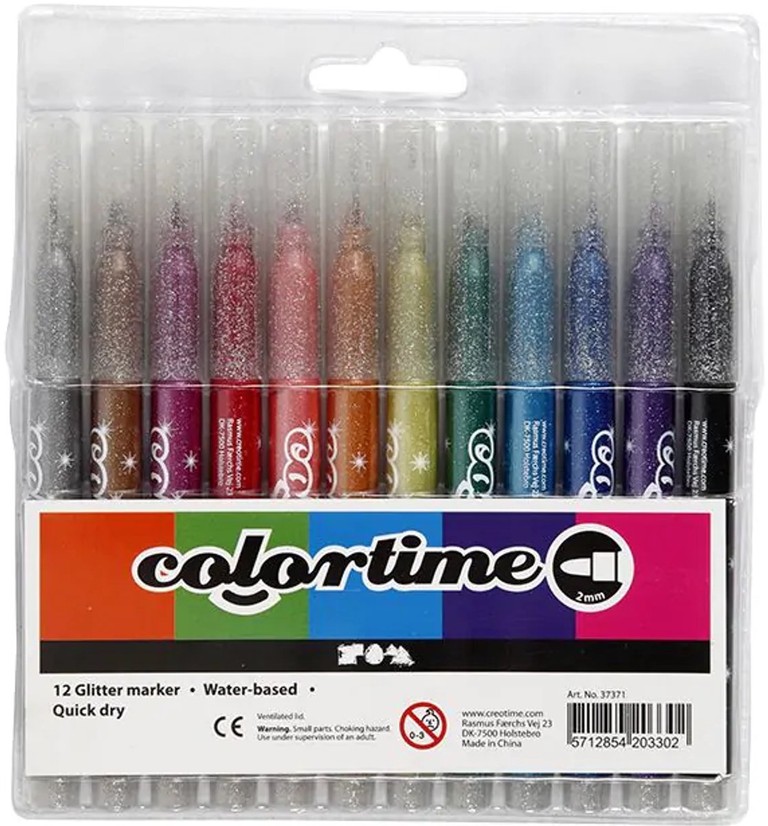 Colortime https: www.cchobby.nl -glitterstiften-lijndikte-2-mm-diverse-kleuren-12-stuk-1-doos
